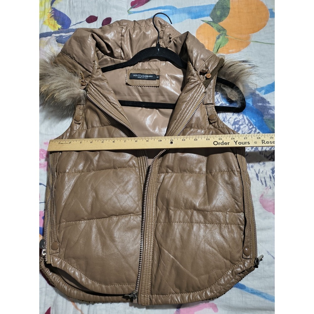 Dolce And Gabbana Down & Feather Filled Shearling Fur Puffy Vest - Picture 8 of 9